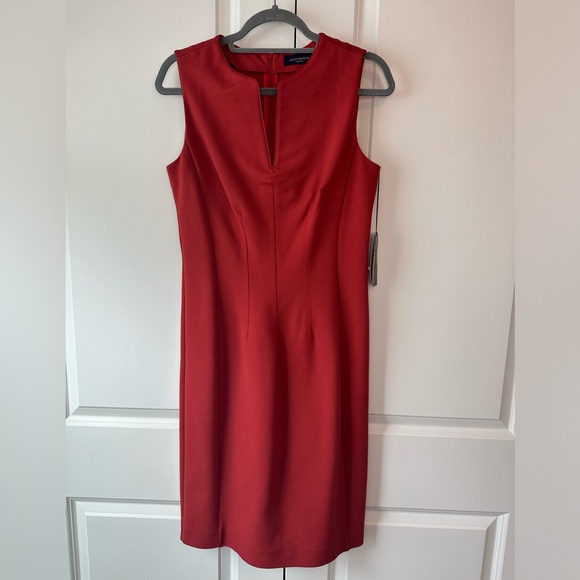PIAZZA SEMPIONE Women’s V Neck Tomato Red Dress NWT (Size 44IT/8US) - Picture 1 of 9